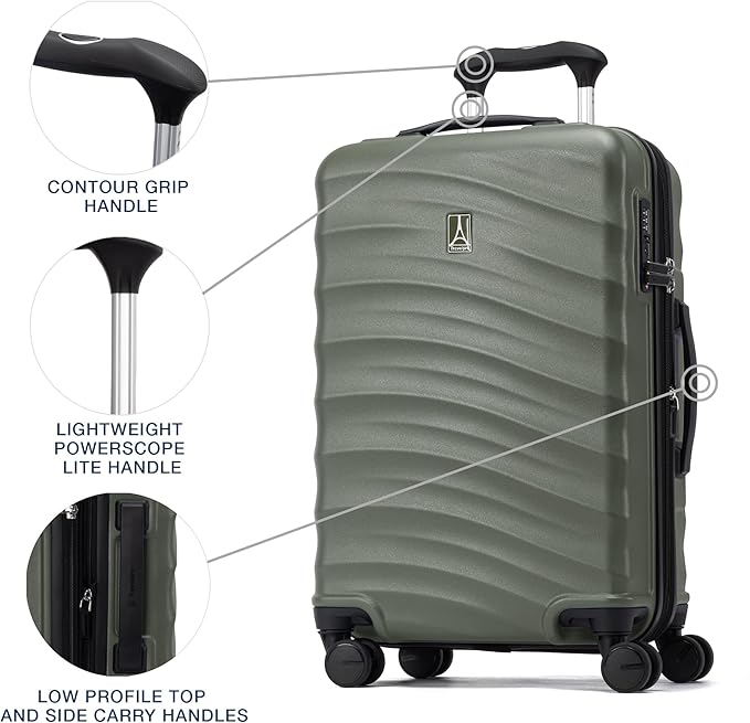 Travelpro Maxlite Air V2 Hardside Expandable Carry on Luggage, 8 Spinner Wheels, Lightweight Hard Shell Suitcase, TSA lock, Slate Green, Carry On 21-Inch