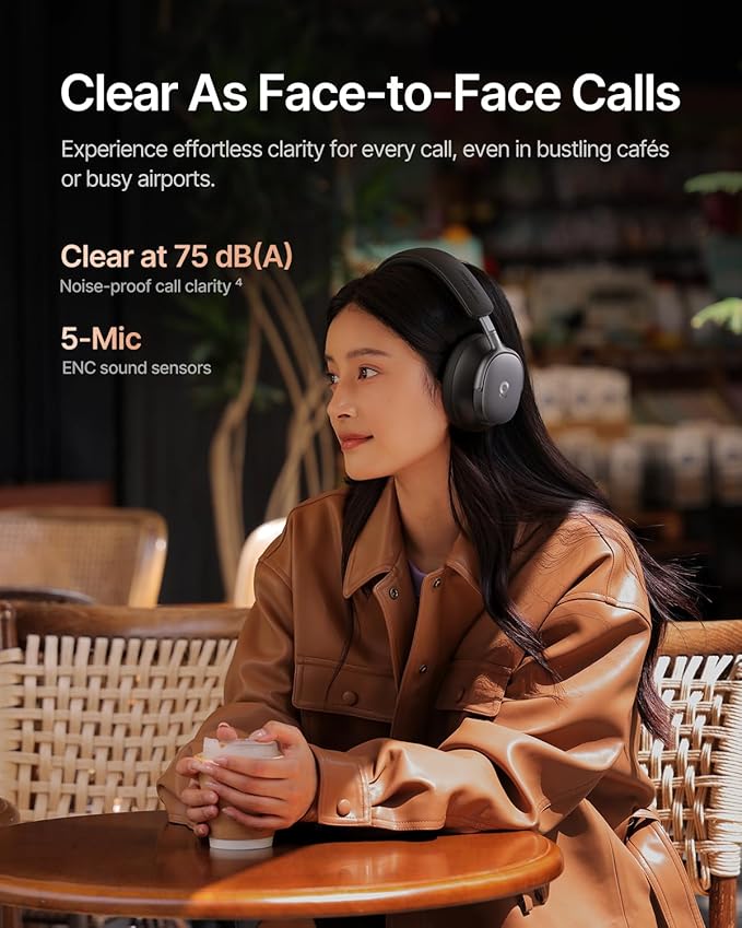 Baseus Inspire XH1 Adaptive Active Noise Cancelling Headphones, Sound by Bose, Dolby Audio, Premium Real-Time Adaptive ANC, Adaptive Tuning Rich Sound, Hi-Res Audio, 100H Playtime - Cosmic Black