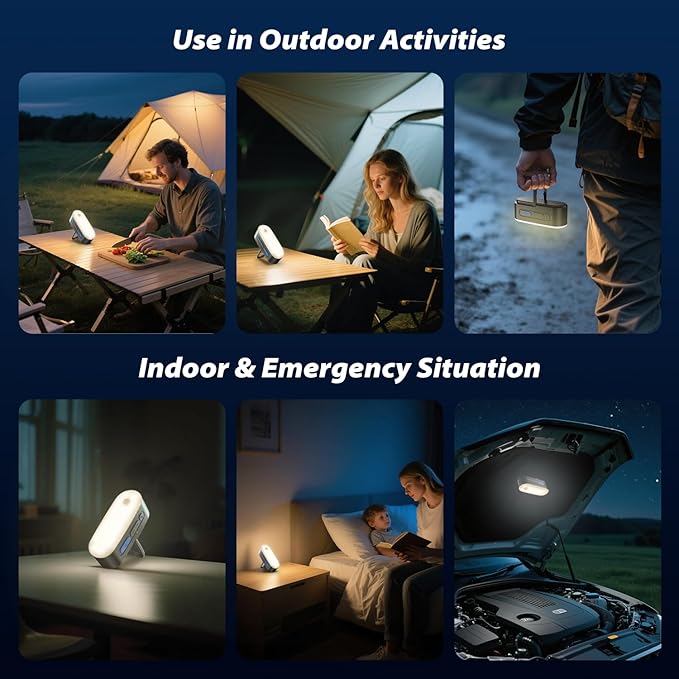 Portable LED Camping Lantern, Rechargeable Motion Sensor Lights, USB Lightweight Hanging Tent Lights, IPX5 Waterproof Emergency Magnet Light for Indoor Outdoor Power Outages Hiking Hurricane