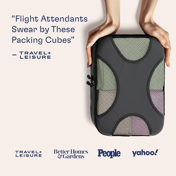 Shacke Premium 5 Packing Cubes Set - Lightweight Mesh Travel Luggage Organizers with Laundry Bag, 5-Piece Suitcase Storage System (Dark Grey)