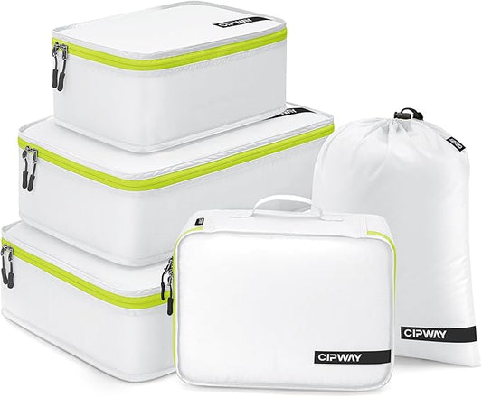 Cipway 5 Set Packing Cubes for Travel Suitcase Organizer for Accessories Luggage Carry On Suitcase Lightweight White