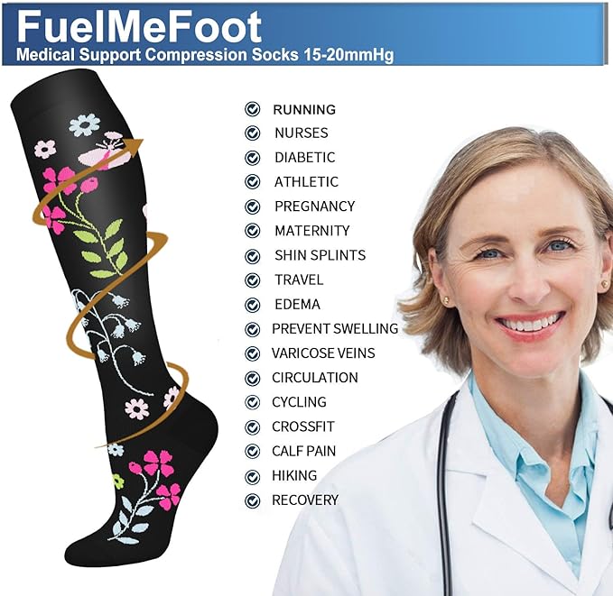 FuelMeFoot 3 Pack Copper Compression Socks - Compression Socks Women & Men Circulation - Best for Medical,Running,Athletic