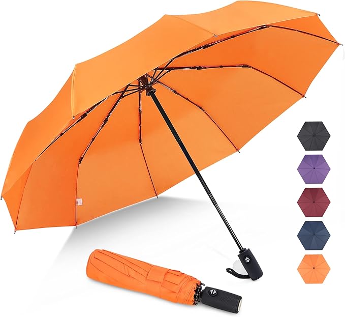 ZOMAKE Travel Umbrella Compact - 10 Ribs Portable Collapsible Umbrellas for Rain Windproof - Paraguas Automatic Small Folding Umbrella Lightweight Packable Umbrella for Women Men