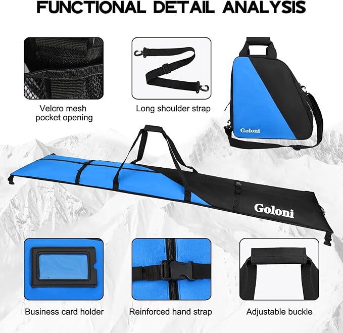 Goloni Ski Bag and Boot Bag Combo,Ski Bags for Air Travel,Snowboard Bag Fits for Skis Up to 180 CM and Boots Up To Size US13