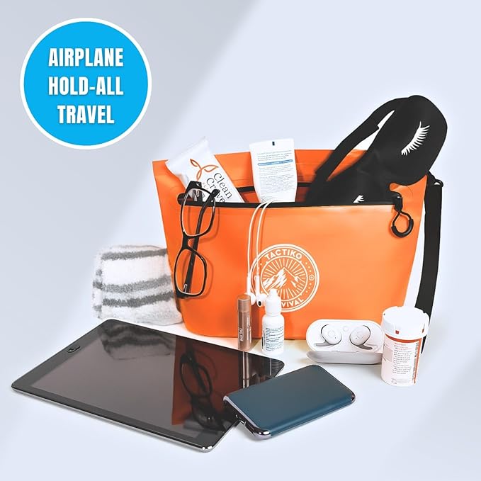 3-Pack Tactiko 3L Water Resistant Pouches - Waterproof Material w/Splashproof Zipper - Hold All Zipper Bags for Storage, Toiletries,Travel, Beach, Cruise, Home (3, Yellow/Orange/Gray)