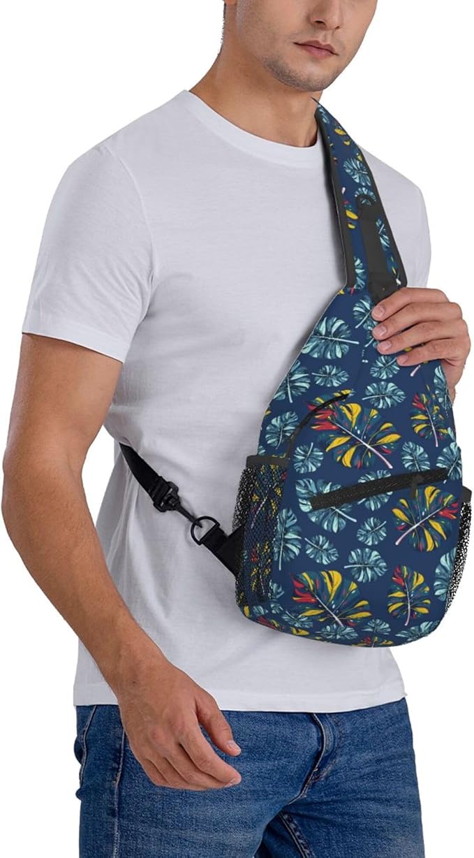Hawaii Tropical Palm Sling Backpack Crossbody Bag Casual Chest Bags Travel Hiking Daypack Shoulder Bag for Women Men