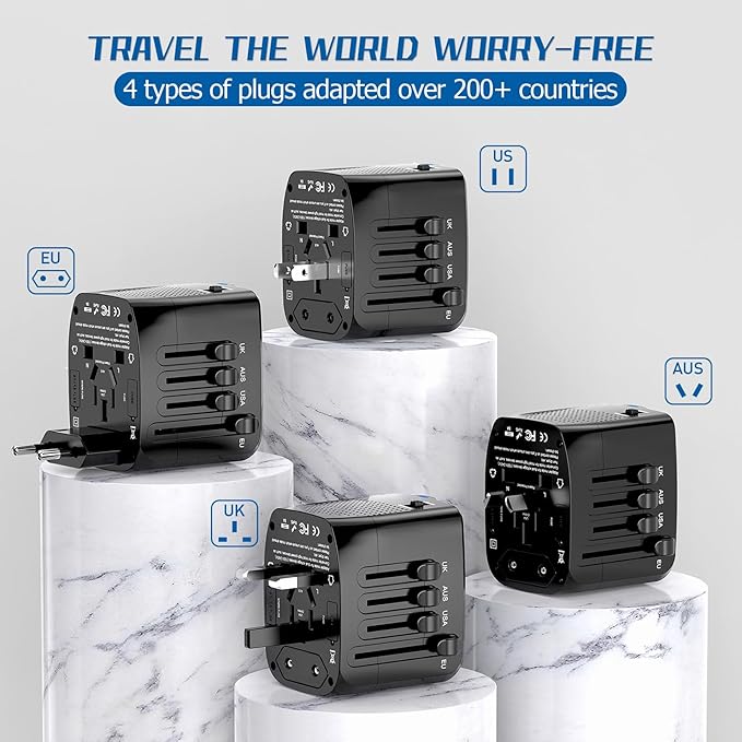 International Travel Adapter Voltage Converter, Step Down 220V to 110V Travel Converter for Hair straighteners, Power converters for USA to UK, Europe, Australia Over 200 Countries