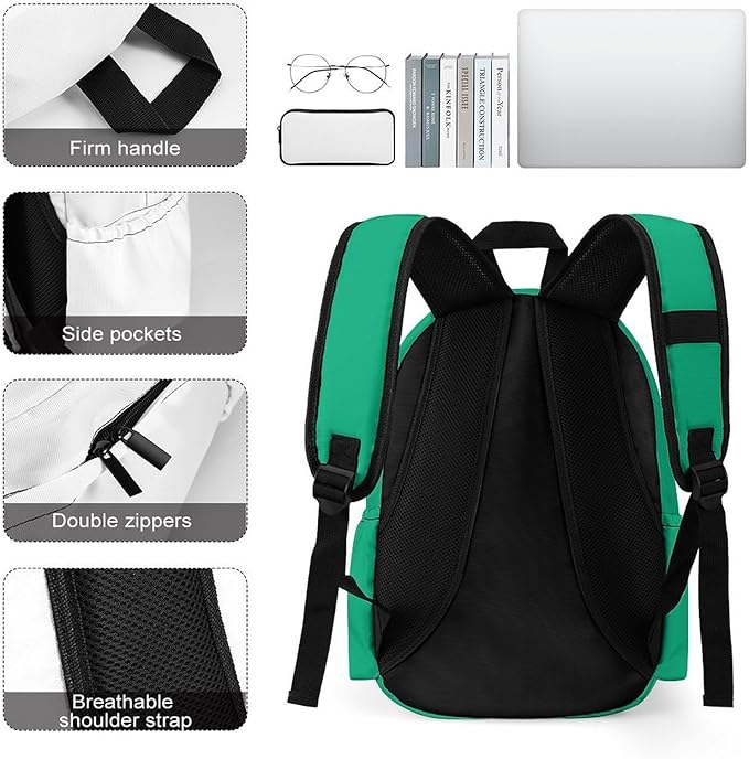 Malachite Backpack Adult Travel Daybag for Women Men College Backpack for Vacation Hiking Camping Bag