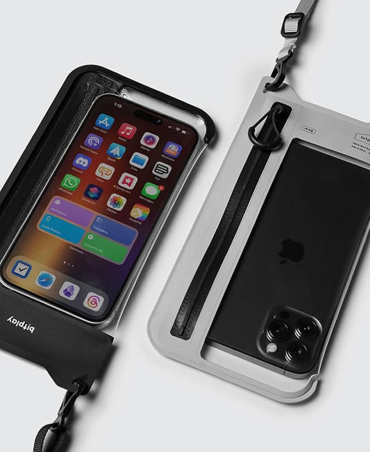 bitplay AquaSeal IPX8 Waterproof Phone Pouch, Outdoor Dry Bag with Adjustable Lanyard for Universal Phone Case, Black