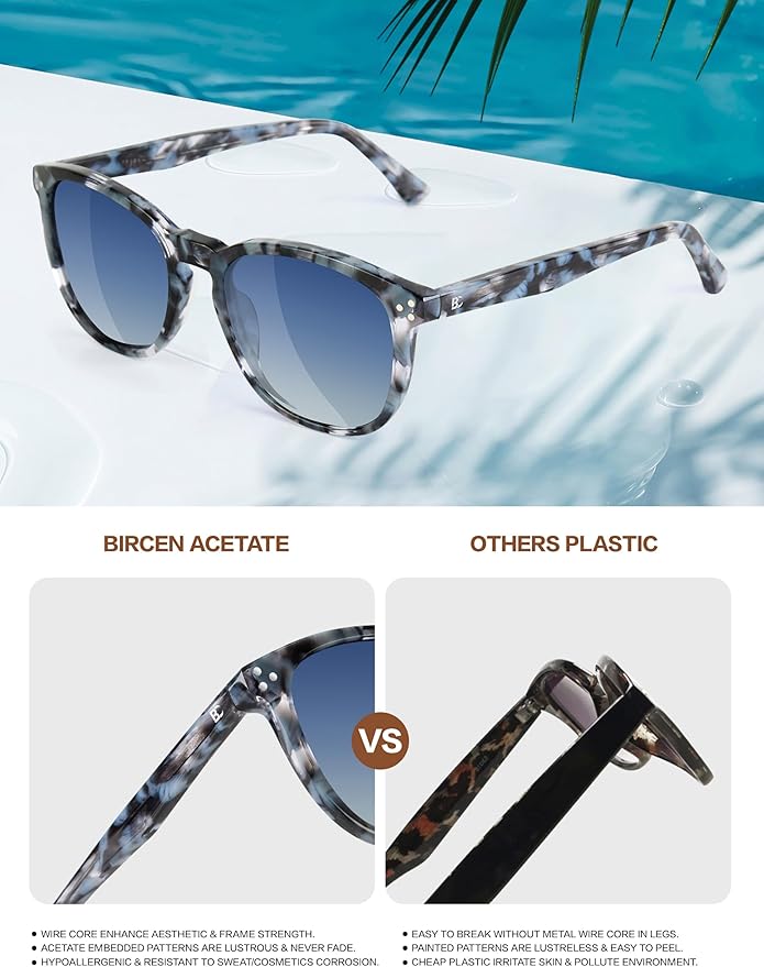 Polarized Sunglasses For Women UV - Protection Womens Trendy Fashion Large Shades With Acetate Frame BC2110