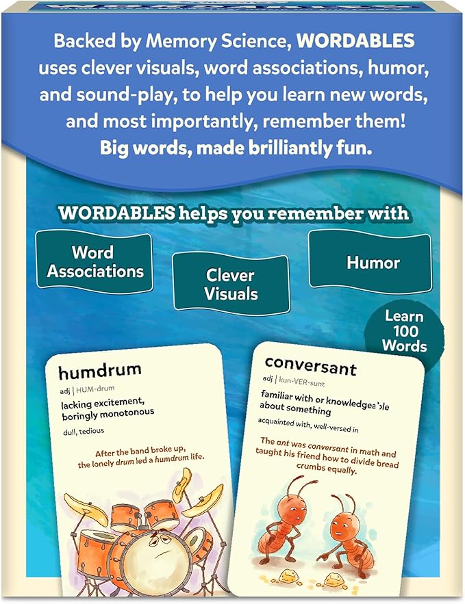 Skillmatics Vocabulary Flash Cards for Kids - Learn 100 Words with Wordplay, Visuals & Soundplay, Christmas Stocking Stuffers, Educational Gifts for Ages 10, 11, 12, & Up, Screen-Free Language Game