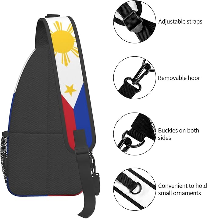 GJXFLSY Philippines Flag Sling Backpack Crossbody Bag Casual Chest Bags Travel Hiking Daypack Shoulder Bag for Women Men
