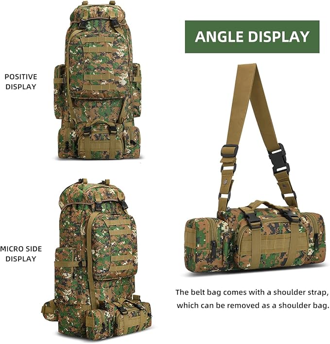 HongXingHai 100L Camping Hiking Backpack,Molle military Tactical rucksack backpack,Waterproof Lightweight Hiking Backpack (Woodland Camo-C)