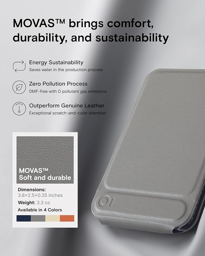 MOFT Phone Tripod Wallet, 3 in 1 Phone Stand Wallet, NFC-Supported Magnetic Phone Stand, MOVAS Vegan Leather Adjustable Card Holder, Taupe