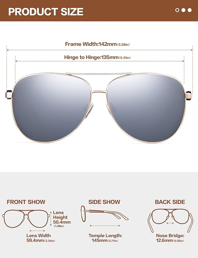 BIRCEN Polarized Aviator Sunglasses for Women : UV Protection Acetate Square Sunglass With Retro Classic Style