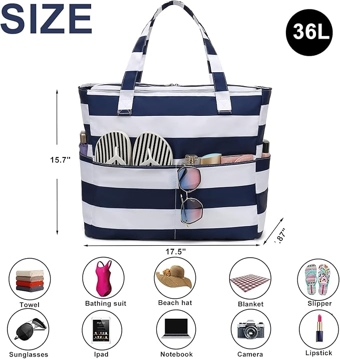 Beach Pool Bags Tote for Women Ladies Large Gym Tote Carry On Bag With Wet Compartment for Weekender Travel Waterproof