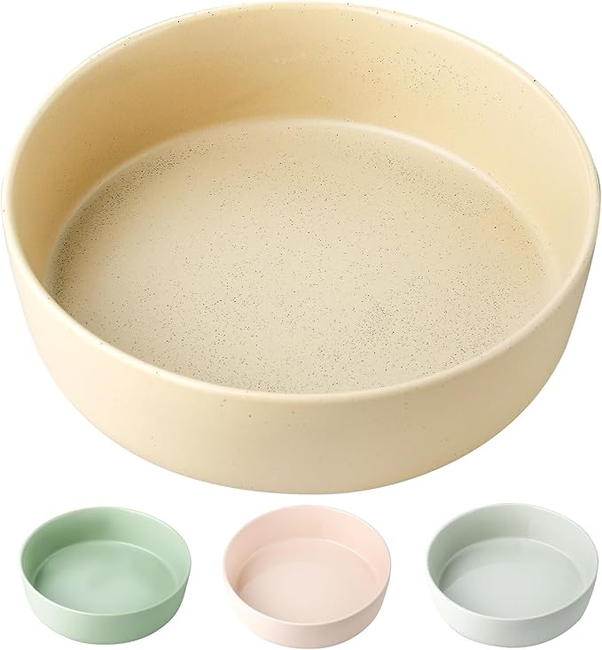 UBEE Ceramic Dog Bowl, 7 inch Dog Dish Dog Food Bowl, Pet Food Water Dish Feeding for Medium Small Dogs and Large Cat, Spotted Beige