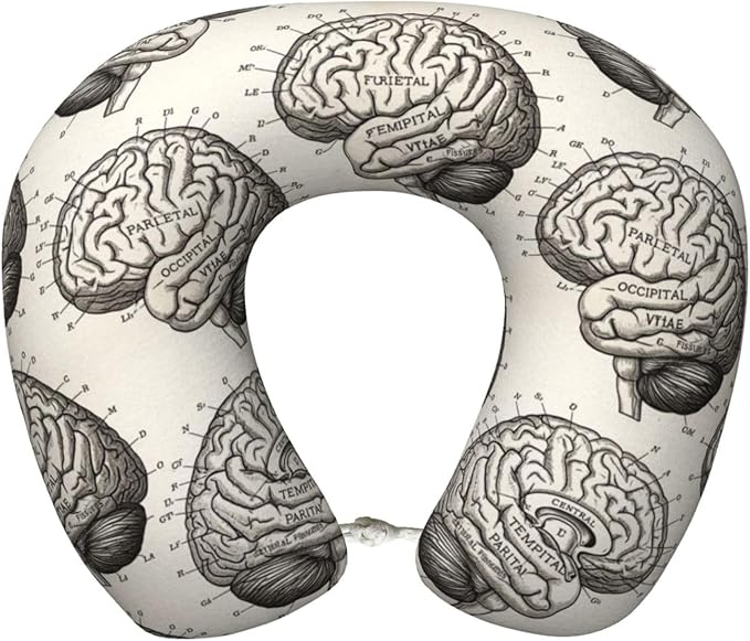 Neck Pillow Memory Foam Travel Pillows Comfortable for Airplane Flight Car Travel Office Nap and Sleeping, Funny Cushion for Head Shoulder Brain Structure