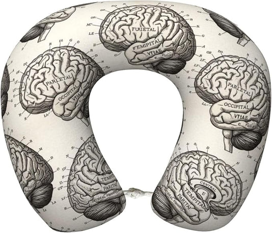 Neck Pillow Memory Foam Travel Pillows Comfortable for Airplane Flight Car Travel Office Nap and Sleeping, Funny Cushion for Head Shoulder Brain Structure