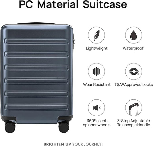 NINETYGO Large Checked Luggage 28 Inch, Checking In Luggage with Smooth Double Spinner Wheels, Hard Shell PC+ABS Suitcase, Lightweight Travel Luggage, TSA Approved (Grey, Andes)