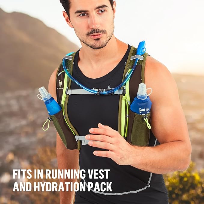 Soft Flask, 2 Pack Soft Flask Running Bottles 500ml,TPU Foldable Running Flask, Portable Collapsible Flask Handheld for Travel Traveling Hiking Cycling City Walk