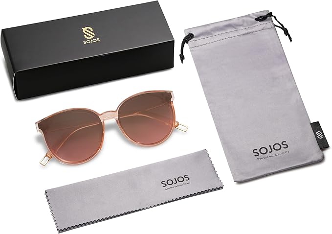 SOJOS Fashion Round Sunglasses for Women Men Oversized Vintage Shades SJ2057