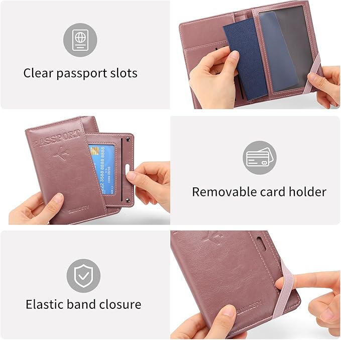 Rfid Passport Holder for Travel Women Men Passport Wallet Rfid Blocking with Card Slots and Pen Holder