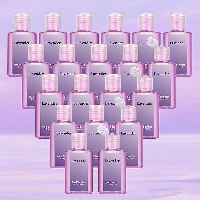 Frienda 24 Pcs Hand Sanitizer Bulk Lavender Gel Scented Hand Sanitizer Travel Size for Christmas Stocking Stuffers Women Men Teacher Nurse Employee Coworker Office Gifts Homeless Care Package Supplies