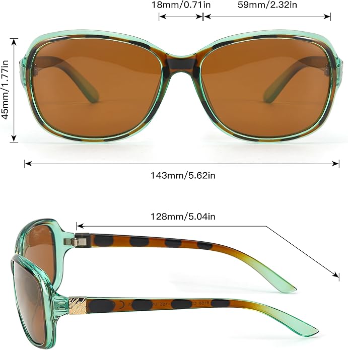 SIPHEW Polarized Sunglasses for Women | Vintage Square Sunglasses w UV400 Protection | Womens Wraparound Shade