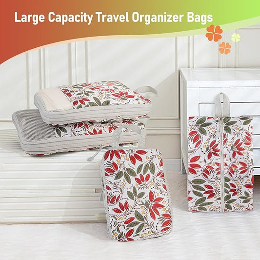 4-Piece Packing Cube Set - Lightweight Luggage Organizers for Travel, Vacation and Suitcases - Durable Accessories with Compression