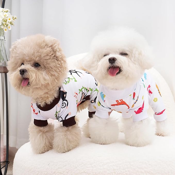 XPUDAC 4 Pack Dog Pajamas Soft Strechy Summer Doggie Clothes for Small Medium Dogs Boy Girl Cat Apparel, 5XL