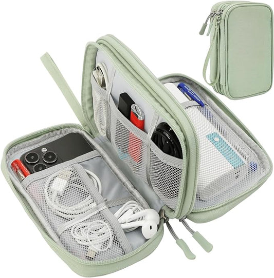 Cord Organizer Travrel Bag, Electronic Organizer Travel Case, Water Resistant Cable Organizer Pouch for Cable, Cord, USB, Charger, Phone, Power Bank, Earphone (Mint Green, Medium)