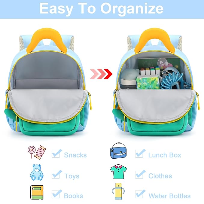 Accmor Toddler Leash Backpack with Anti Lost Wrist Link, Cute Dinosaur Bag Children Safety Walking Harness with Removable Little Pouch, Kids Travel Essential Mini Back Pack with Tether for Baby Boys