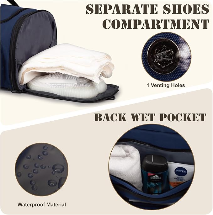 Tactical Duffle Bag For Travel Expandable 52L Large Duffle Bag For Men Gym Duffel With Wet Pocket Multi-Functional Carry On Bags Weekender Overnight Bag Organizer Duffel Bag For Travel