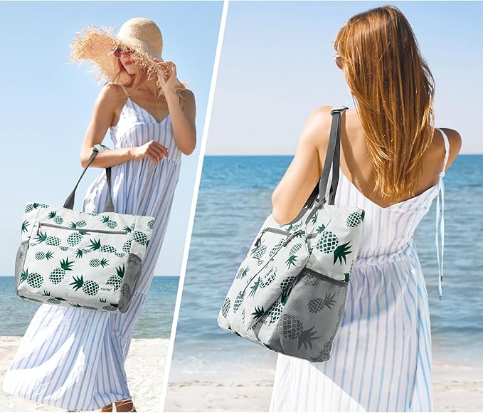 G4Free Beach Bag, Waterproof Sandproof Beach Tote Bag, Large Capacity Foldable for Women