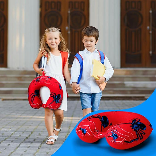 2 Pcs Spider Travel Pillow with Sleep Eye Mask, Cartoon U Shaped Memory Foam Neck Pillow with Washable Cover, Soft Comfortable Head Support Travel Accessories for Airplane Car Train Bus Trips