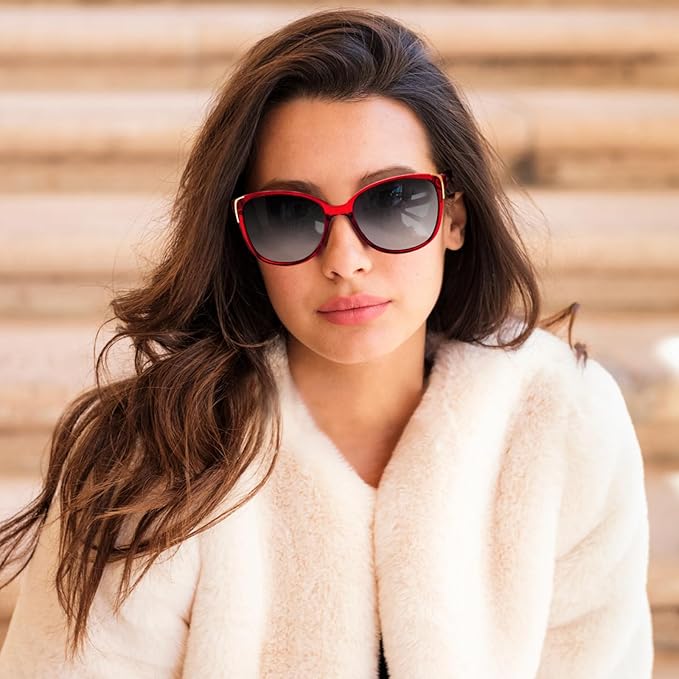 Face Shadow Polarized Sunglasses for Women, Cat Eye Sunglasses for Small Face Ladies Ultralight UV400 Protection