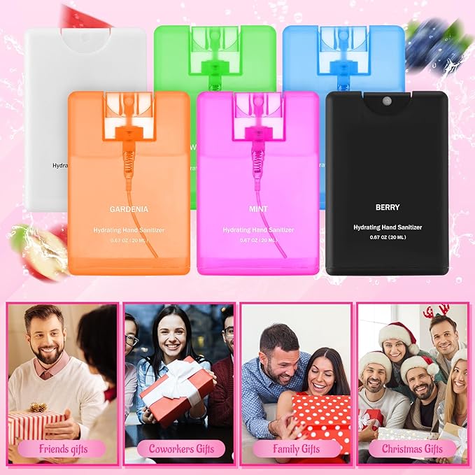 24 Pcs Hand Sanitizer Spray Bulk Travel Size Hand Sanitizer Mist Hydrating Mini Pocket Sprayer Mist Refillable Appreciation Gifts for Women Teacher Coworker New Year Gifts
