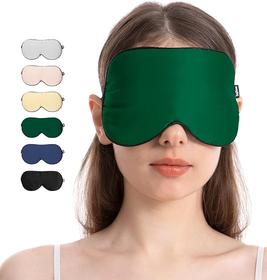 Luxury Pure Silk Sleep Mask | 100% Natural Mulberry Silk | Double-Sided Softness | Adjustable Strap & Full Light Blocking | Perfect for Travel, Office Naps & Nighttime Sleep (Forest Green)