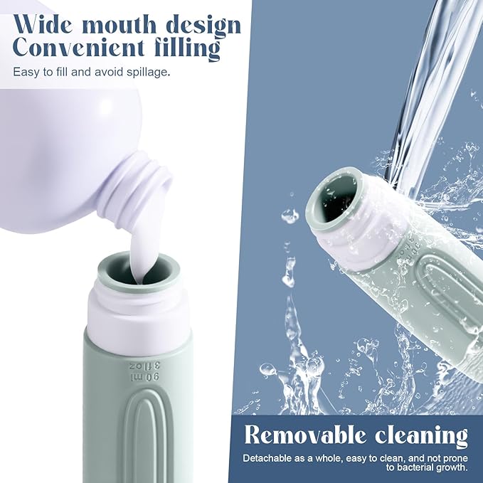 Travel Bottles for Toiletries, 3oz TSA Approved Travel Size Toiletries, Silicone Leak-Proof Refillable Containers, Squeezable Liquid Essentials Bottles W/Clear Bag (GRAY)