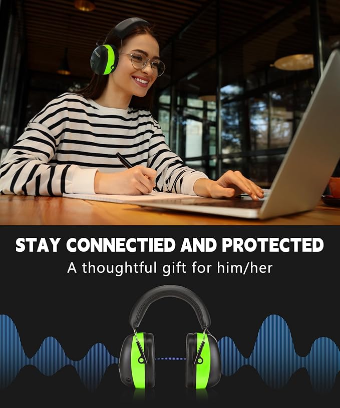 ZOHAN EM037 Bluetooth Hearing Protection,30dB SNR Noise Reduction Ear Protection with 1500mAh Rechargeable Battery,Headphones with 40H playtime for Mowing, Snowblowing, Construction,Workshops
