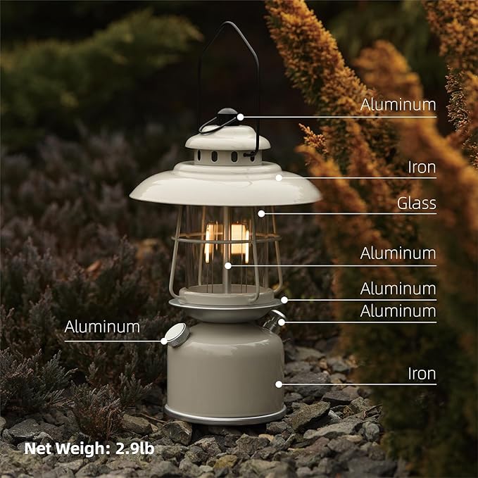 Metal Retro Classic LED Camping Lantern, 6500mAh Rechargeable Battery Last 17-500 Hours Camping Lamp, Large Dimmable Hanging Lantern, Vintage Camping Light with Hook for Courtyard Outdoor Decoration