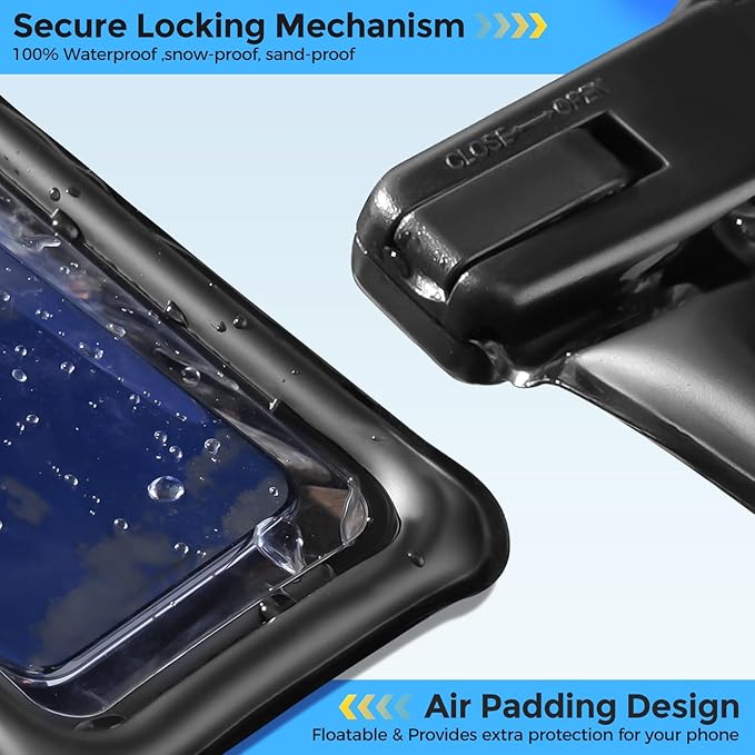 ProCase 2 Pack Floating Waterproof Phone Pouch Up to 7", IPX8 Floatable Underwater Phone Case Dry Bag for iPhone 17/Air 16 15 14 13 12 11 Pro Max Xs Max XR X 8 7 Plus SE/Galaxy S24 S23 S22 - Black