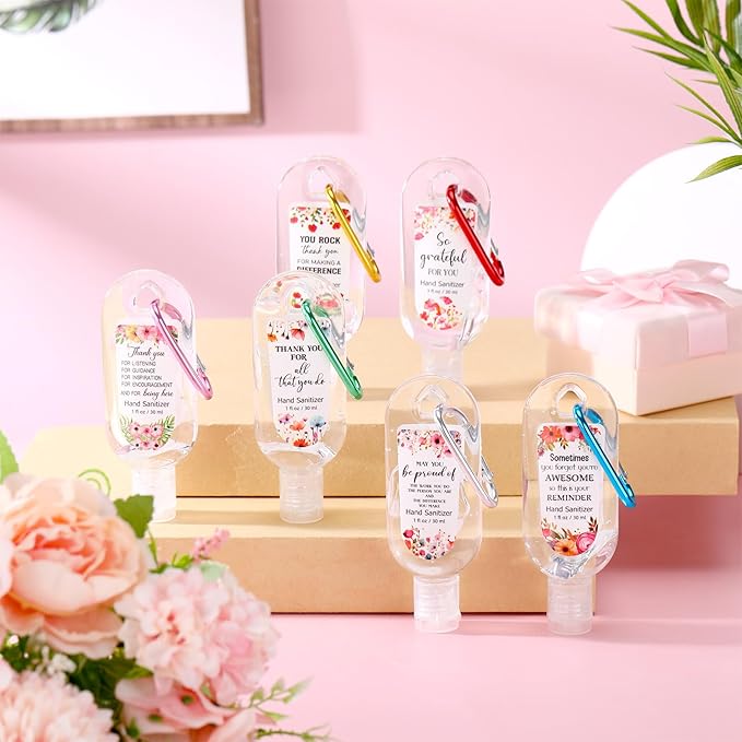 24 Pack Thank You Hand Sanitizer Keychains Bulk Christmas Mini Hand Sanitizer Travel Size Scented 1oz Appreciation Thank You Gifts for Women Coworker Teacher Nurse Team Staff Wedding Party Favors