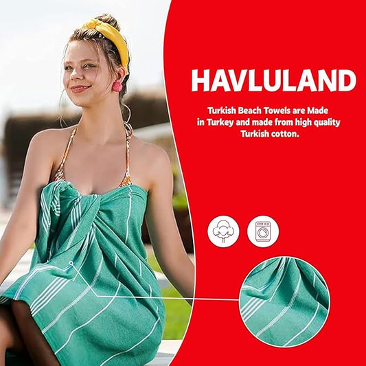 HAVLULAND Set of 6 - Turkish Cotton Beach Towels, Oversized 72"x40", Quick-Dry Absorbent Lightweight Sand-Free Compact XL Ideal for Beach, Bath, Pool, Yoga, Picnic, Travel, Camping (Pink)