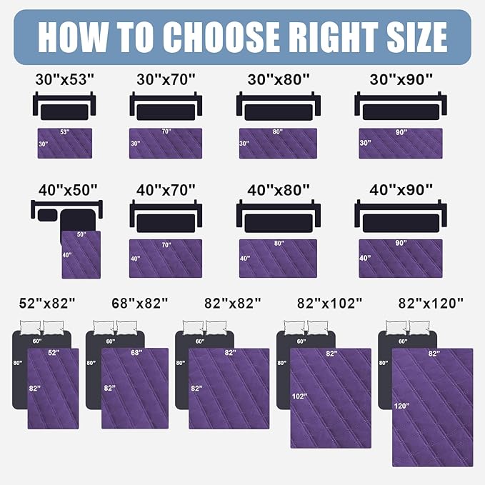 Smiry Waterproof Dog Bed Cover Pet Blanket, Soft Washable Dog Blanket for Furniture Bed Couch Sofa Reversible, Checkered (40"x50", Purple/Purple)