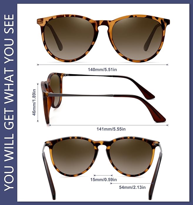 Retro sunglasses womens 2024 trendy round classic glasses