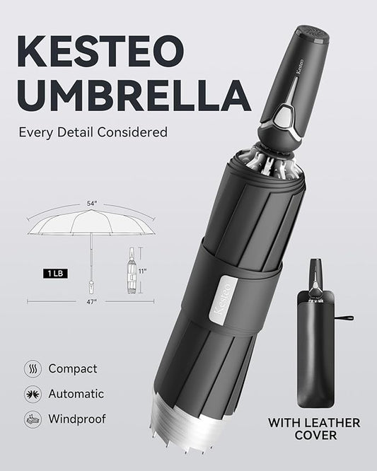 Windproof Travel Umbrella for Rain, Withstand 85MPH Winds, 54 Inch Automatic Reverse Fold Umbrellas Easy Auto Open Close, Portable Compact Umbrella Includes Cover Bag, Perfect for Travel, Car, Commute, Women Men, Backpack
