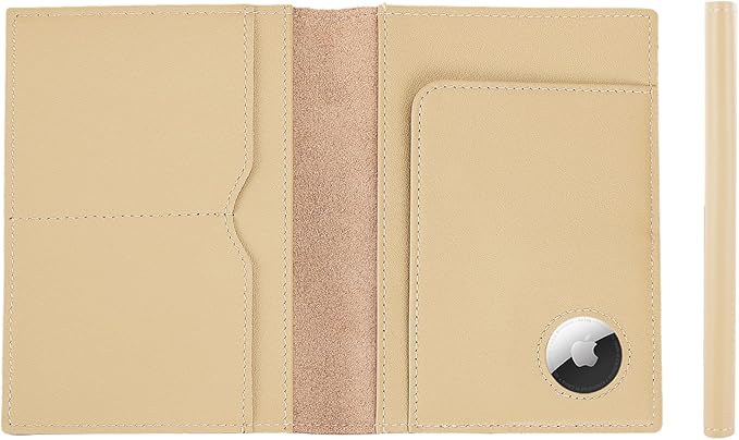 STAR VISTA Albatross Leather Travel Passport Holder, Minimalist Design, Calfskin Leather Case for Women and Men - Slim Passport Wallet, Bifold, RFID Blocking, with AirTag Holder, Ivory
