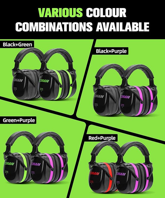 ZOHAN 012 Noise Reduction Earmuffs 2 Packs for Hearing Protection, NRR 28dB Adjustable Safety Ear Muffs for Mowing, Autism